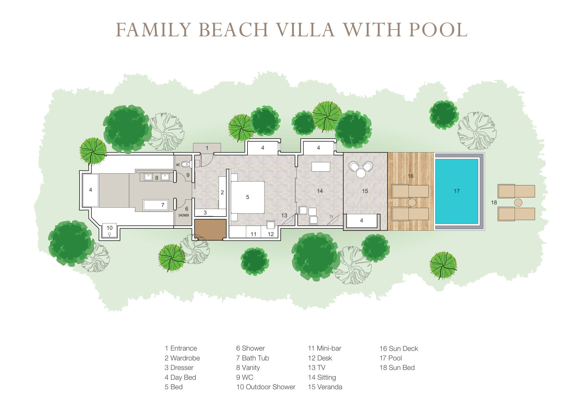 Family Beach Villa with Pool floor plan